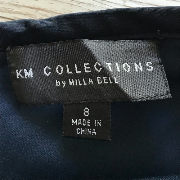 KM Collections by Milla Bell Navy Blue Taffeta Skirt size 8 - Picture 8 of 10